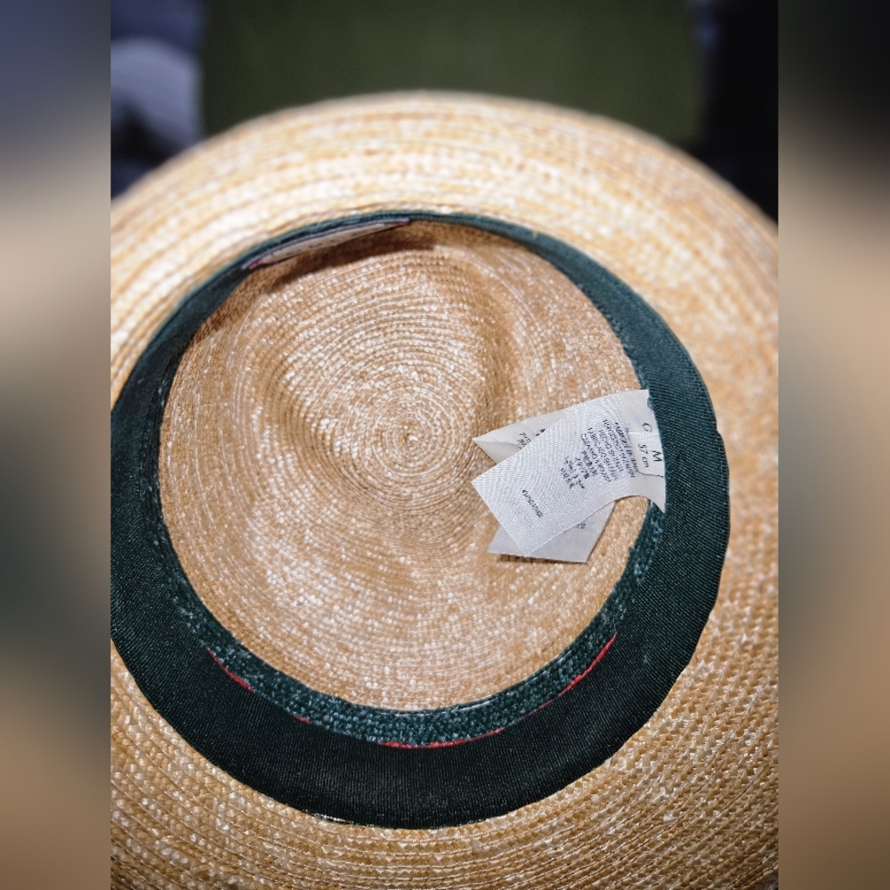 Gucci Trilby Straw Hat with Red and Green Stripe Size M EUC COMES W/ TAGS& BOX - Picture 7 of 16